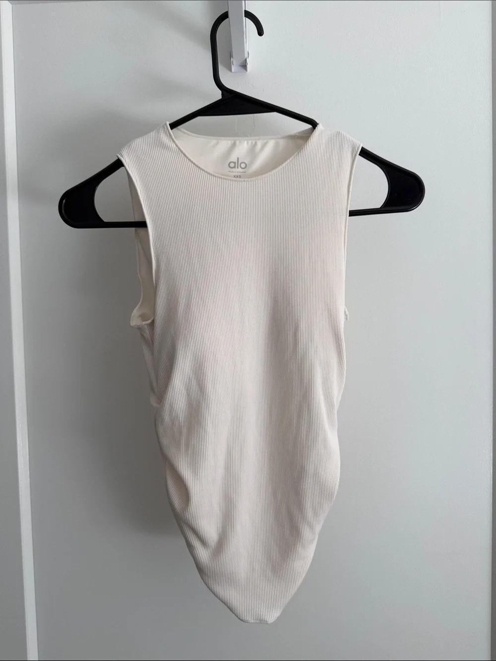 ALO Yoga Cream Ribbed Sleeveless Bodysuit